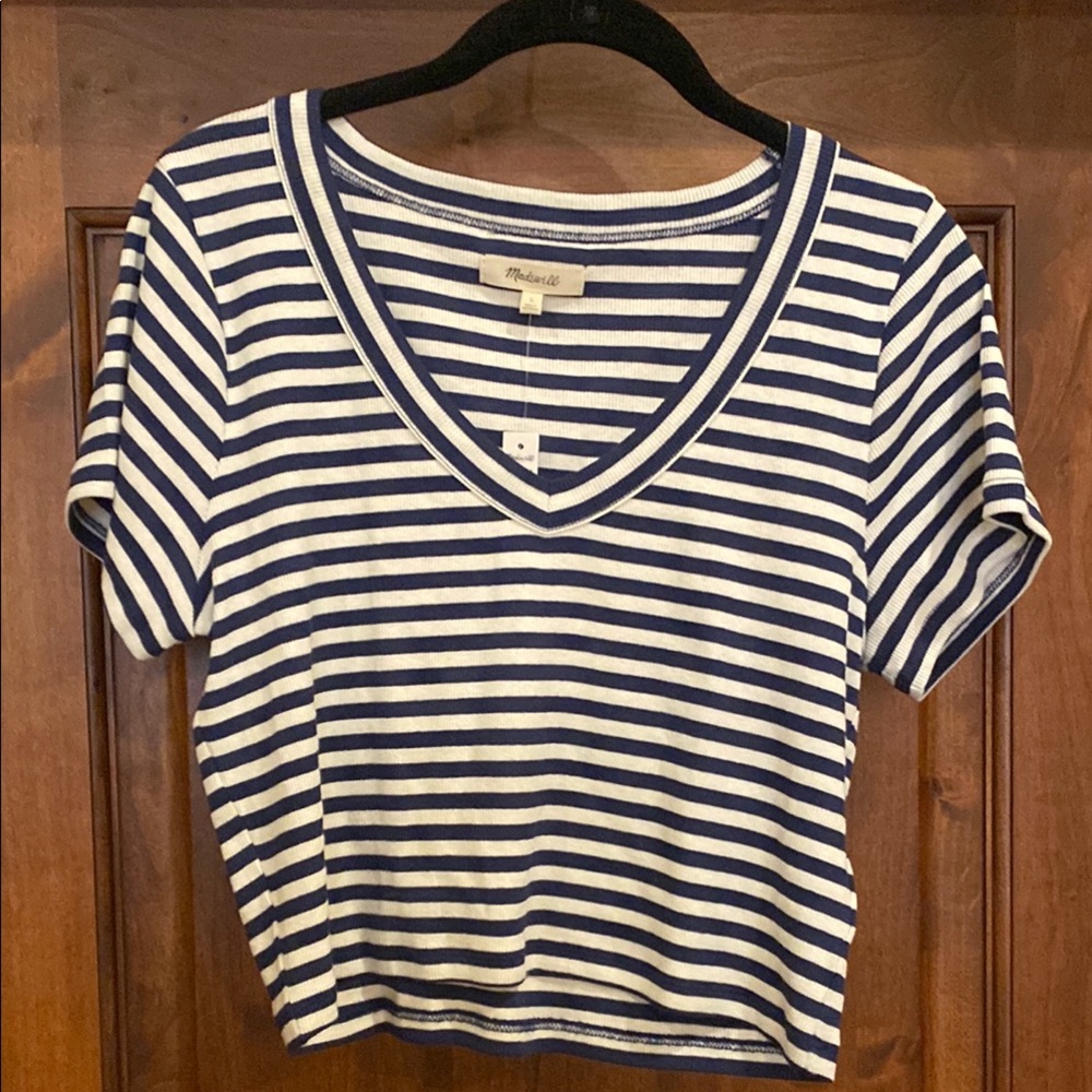 NWT Madewell striped tee, navy/cream